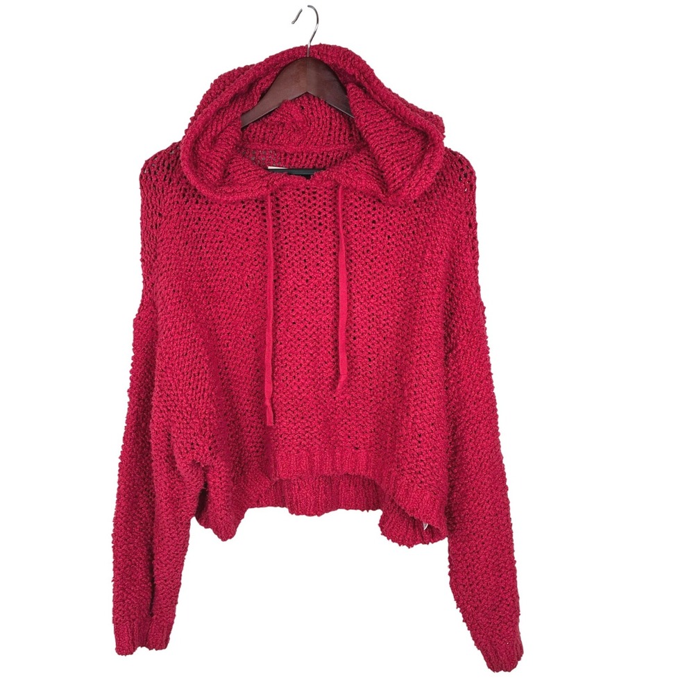 Pilcro Anthropologie Sweater M Hooded Cropped Slouchy Oversized Boho Chunky Boxy